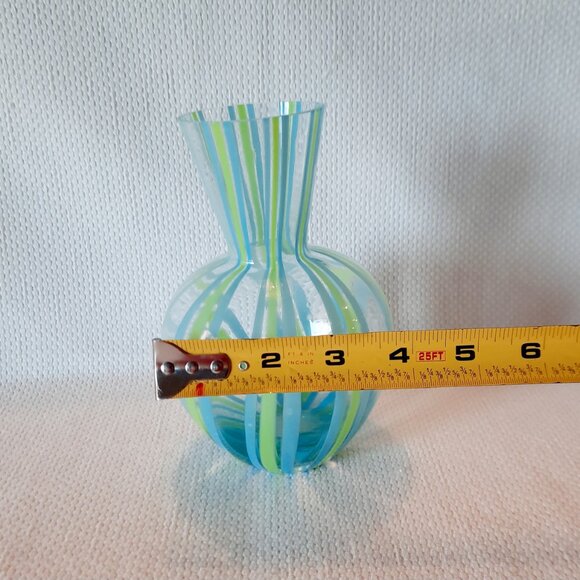 Vintage Blown Glass Swirl Vase, Blue and Green, 6 1/2"T - Picture 5 of 8